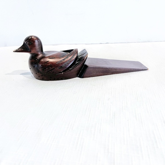 Vintage Froelich Wooden Duck Door Stop Jam Stay Wedge Hand Crafted Mahogany - Picture 1 of 8